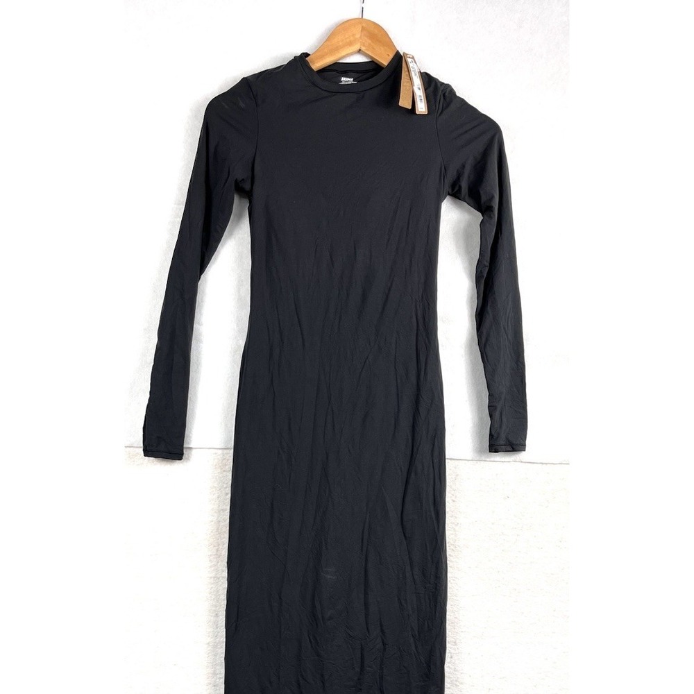 SKIMS Fits Everybody Maternity Long Sleeve Maxi Dress XXS Onyx Black NWT ✨READ✨